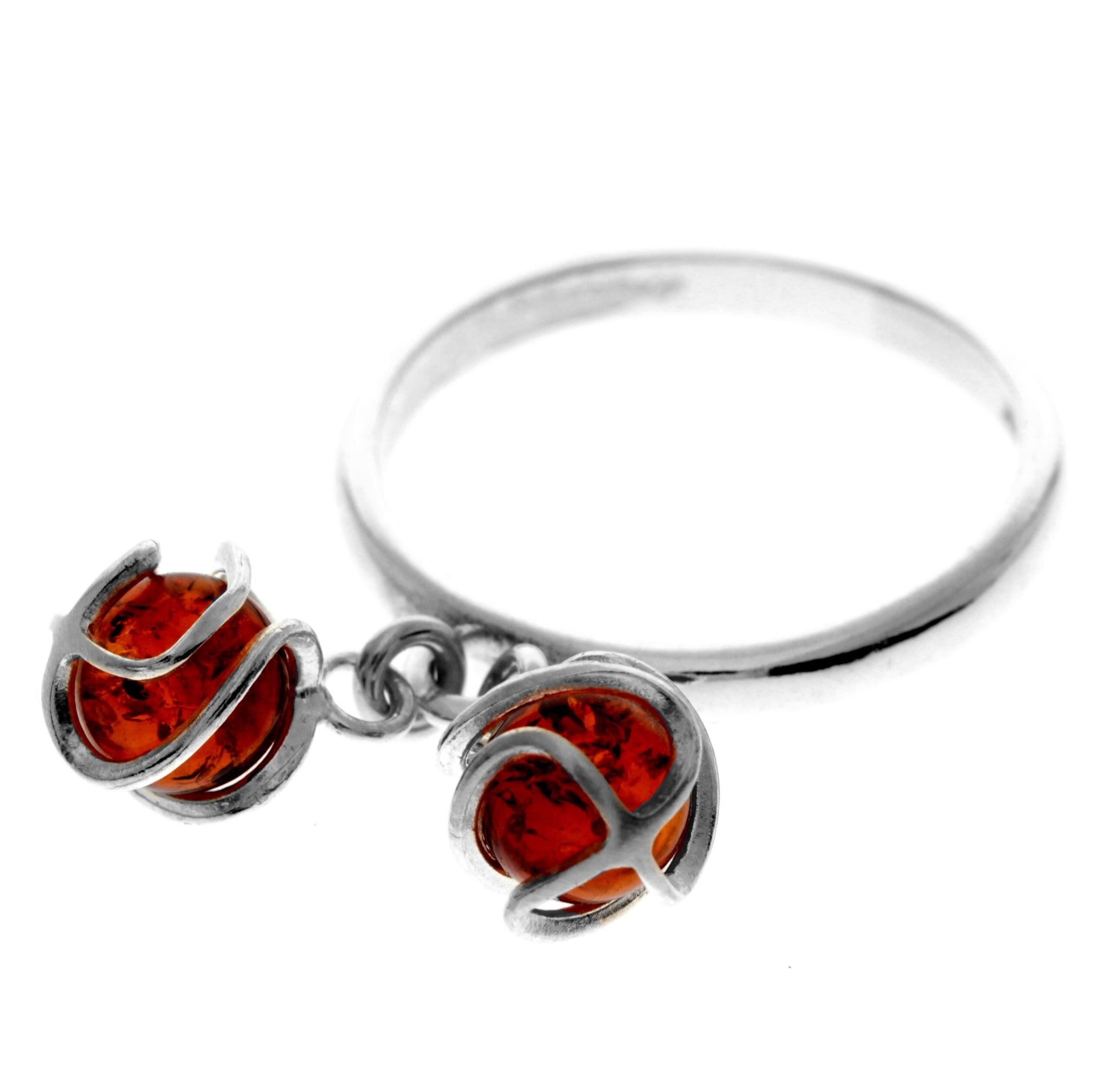 Moderner Ring aus 925er Sterlingsilber und echtem baltischen Bernstein – GL727