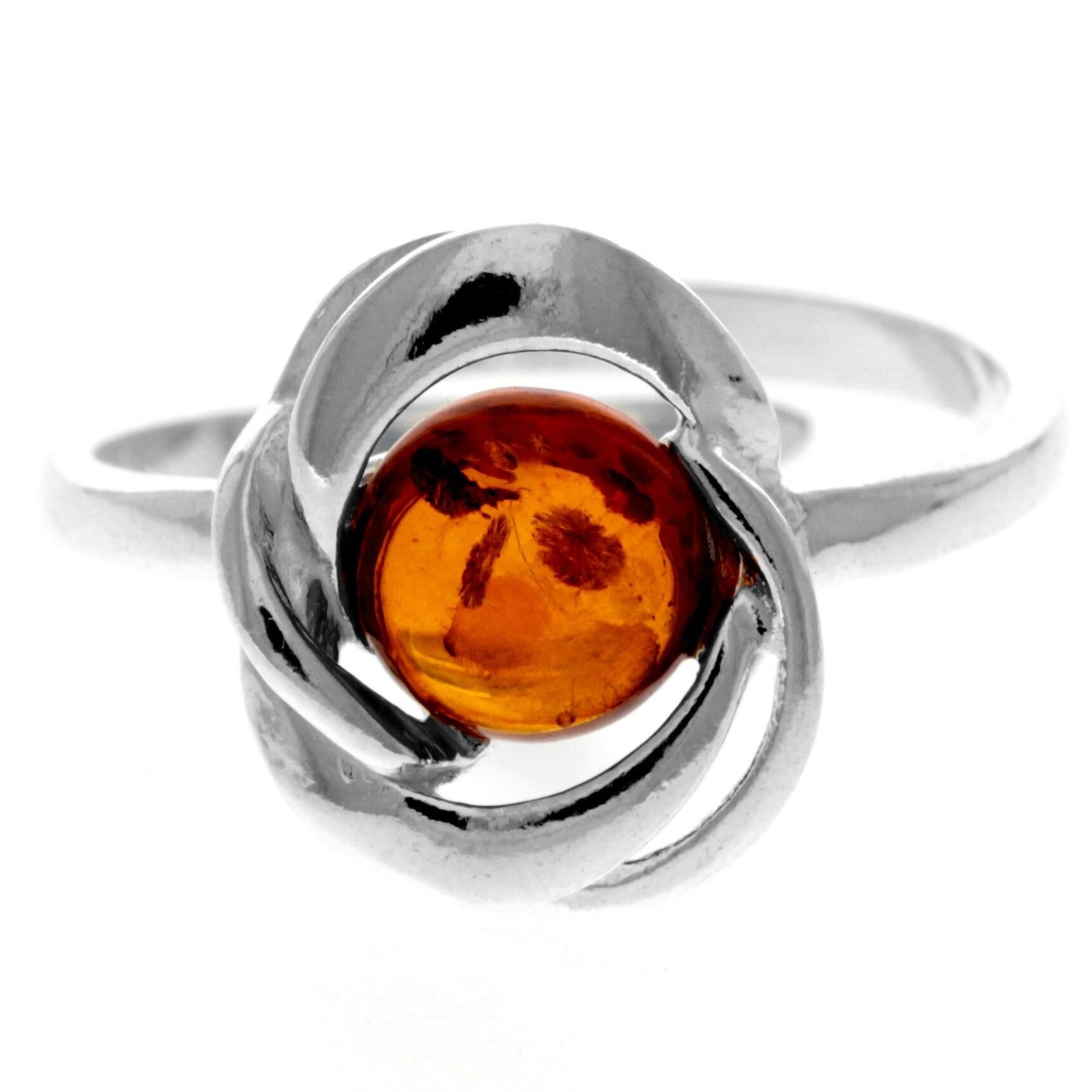 Moderner verstellbarer Ring aus 925er Sterlingsilber und echtem baltischen Bernstein – GL750