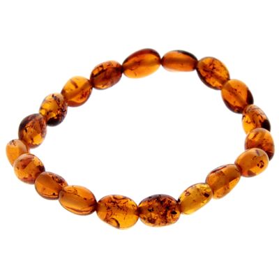 Pulsera elástica de cuentas de ámbar báltico certificadas (tallas de niño a adulto)