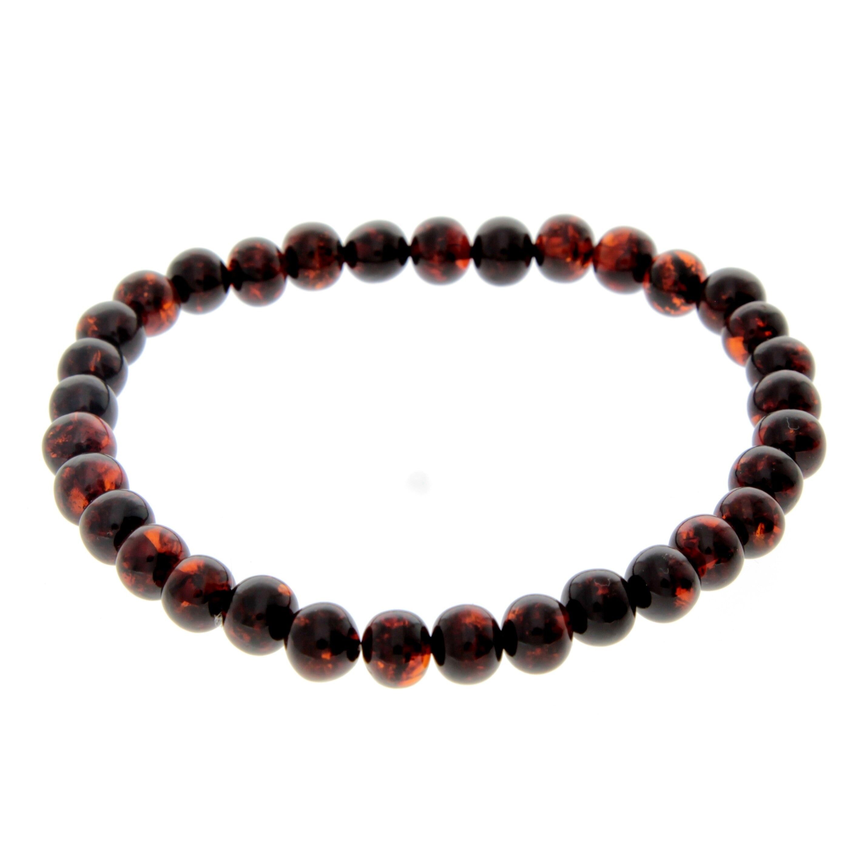 Echtes baltisches Bernstein-Perlenarmband für Männer, verstellbar - MB014