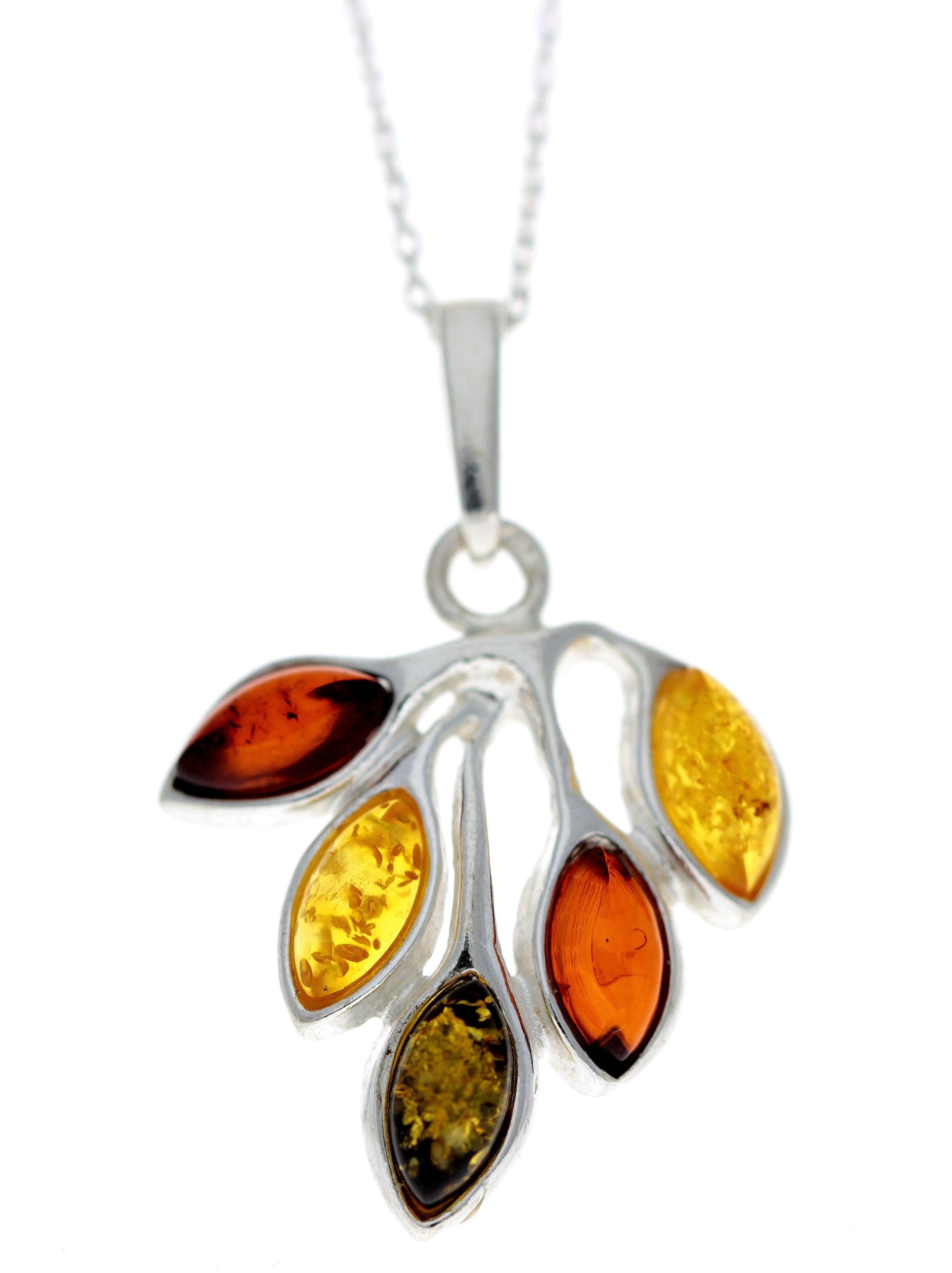 Colgante clásico de plata de ley 925 y ámbar báltico auténtico - G216
