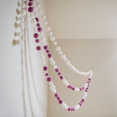 Dusty Pink & White Pom Pom Garland