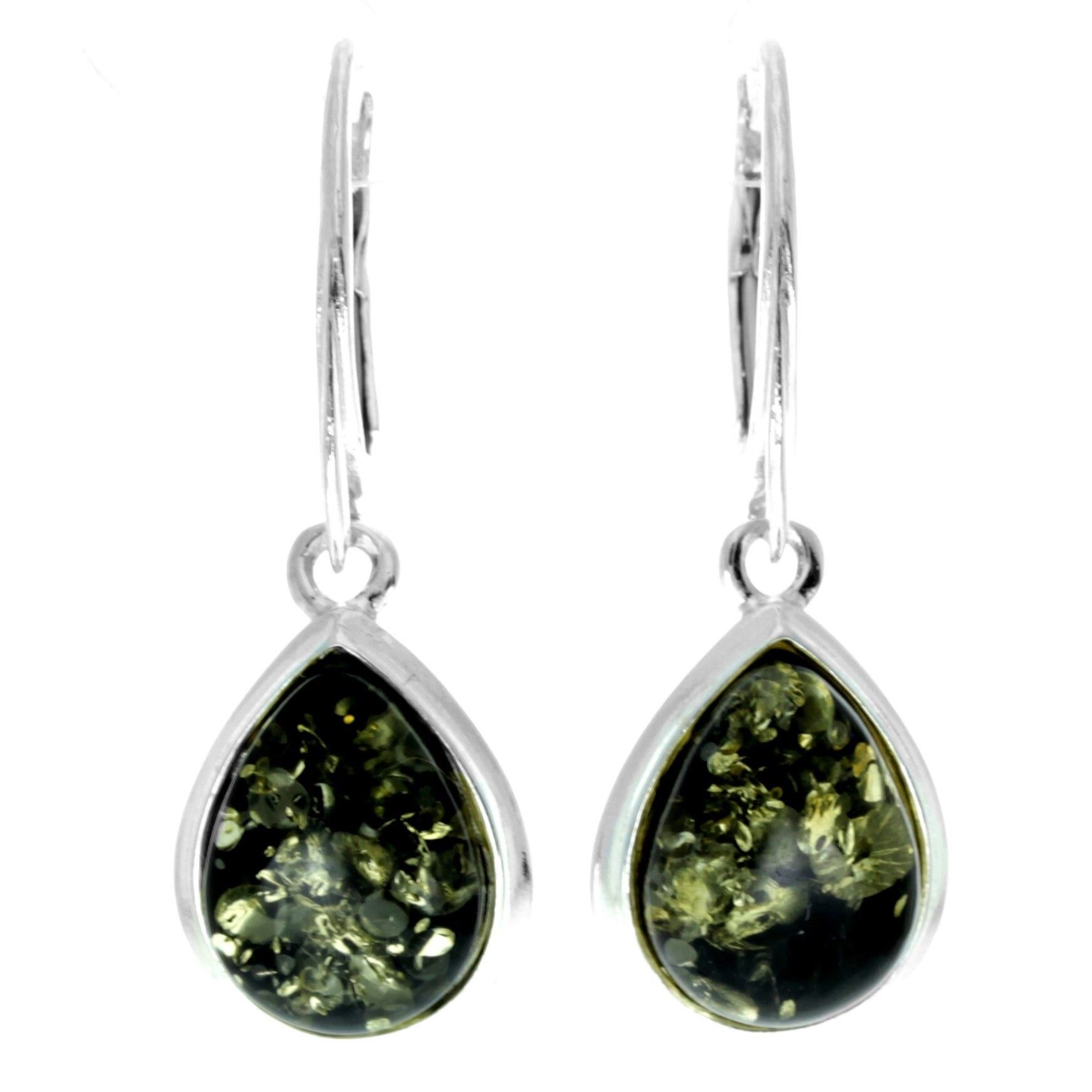 Klassische tropfenförmige Ohrringe aus Sterlingsilber und echtem baltischen Bernstein – 8233