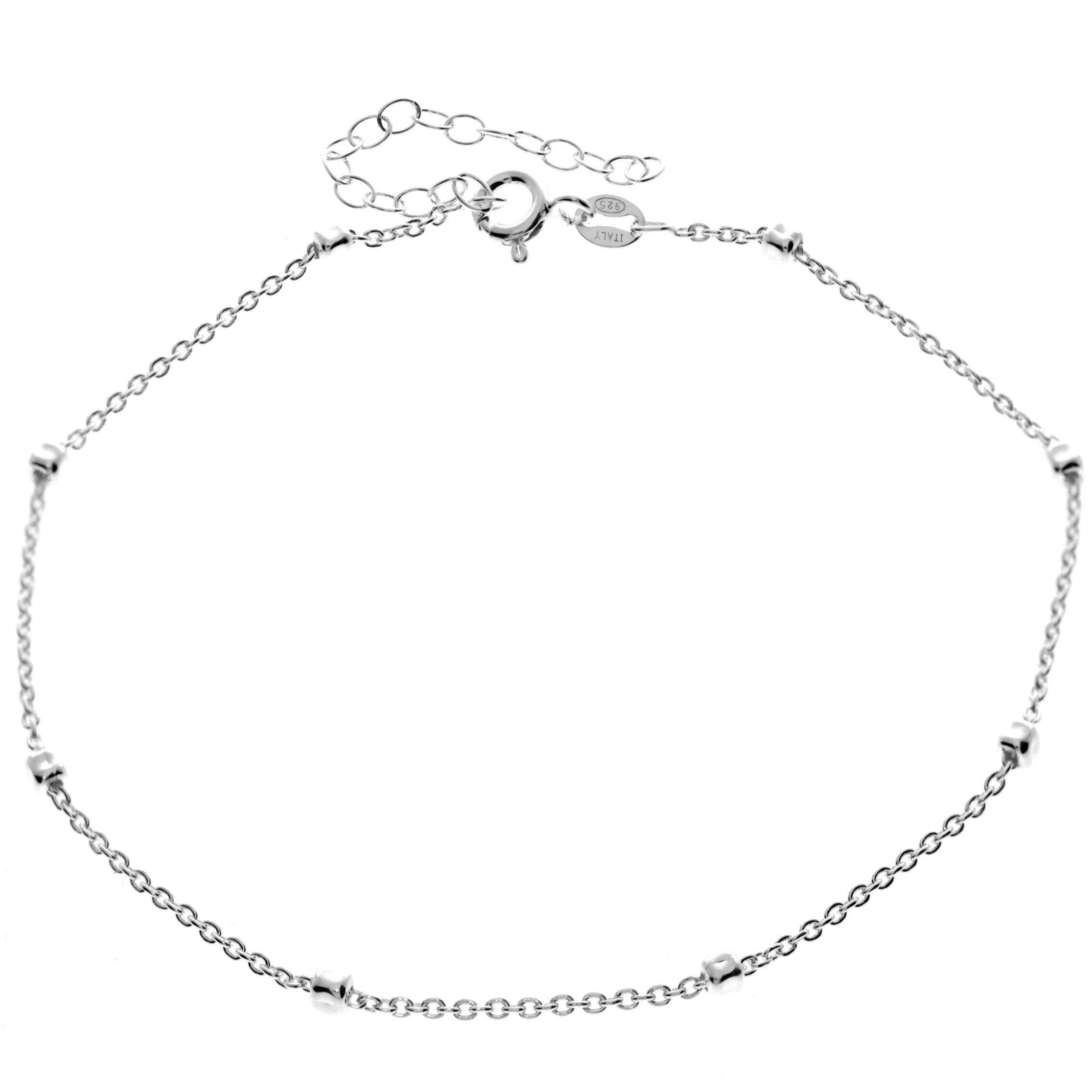 Fußkettchen-Armband aus 925er Sterlingsilber, anlaufgeschützt, quadratische Würfelperlen aus Silber mit Verlängerung – GA-ANK6
