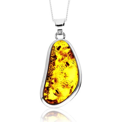 Colgante exclusivo de plata de ley 925 y ámbar báltico auténtico color coñac: PD2415