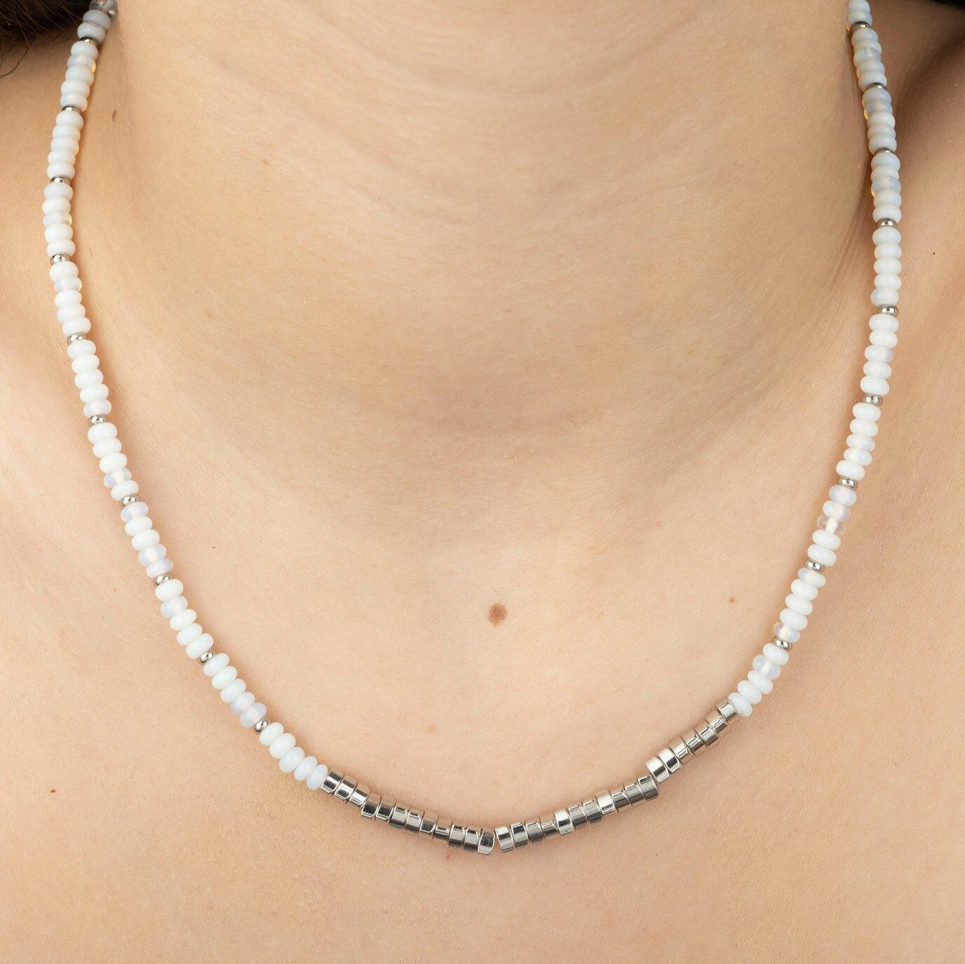 Moonstone Nugget Beaded Necklace