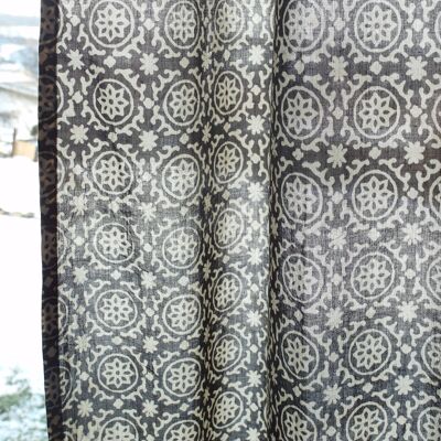Curtain in traditional black Bagru block print