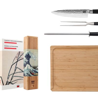 Juego de cuchillos de cocina especiales para asar - Colección Pakka - 1 cuchillo + 3 accesorios - KOTAI