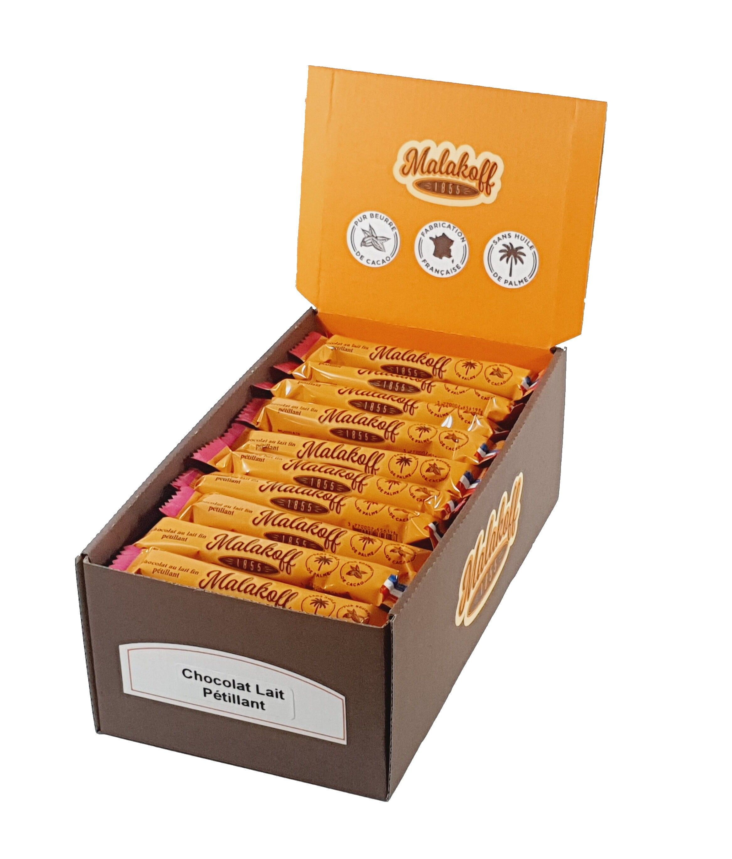 60 barrette di cioccolato frizzante Malakoff 18,5 g