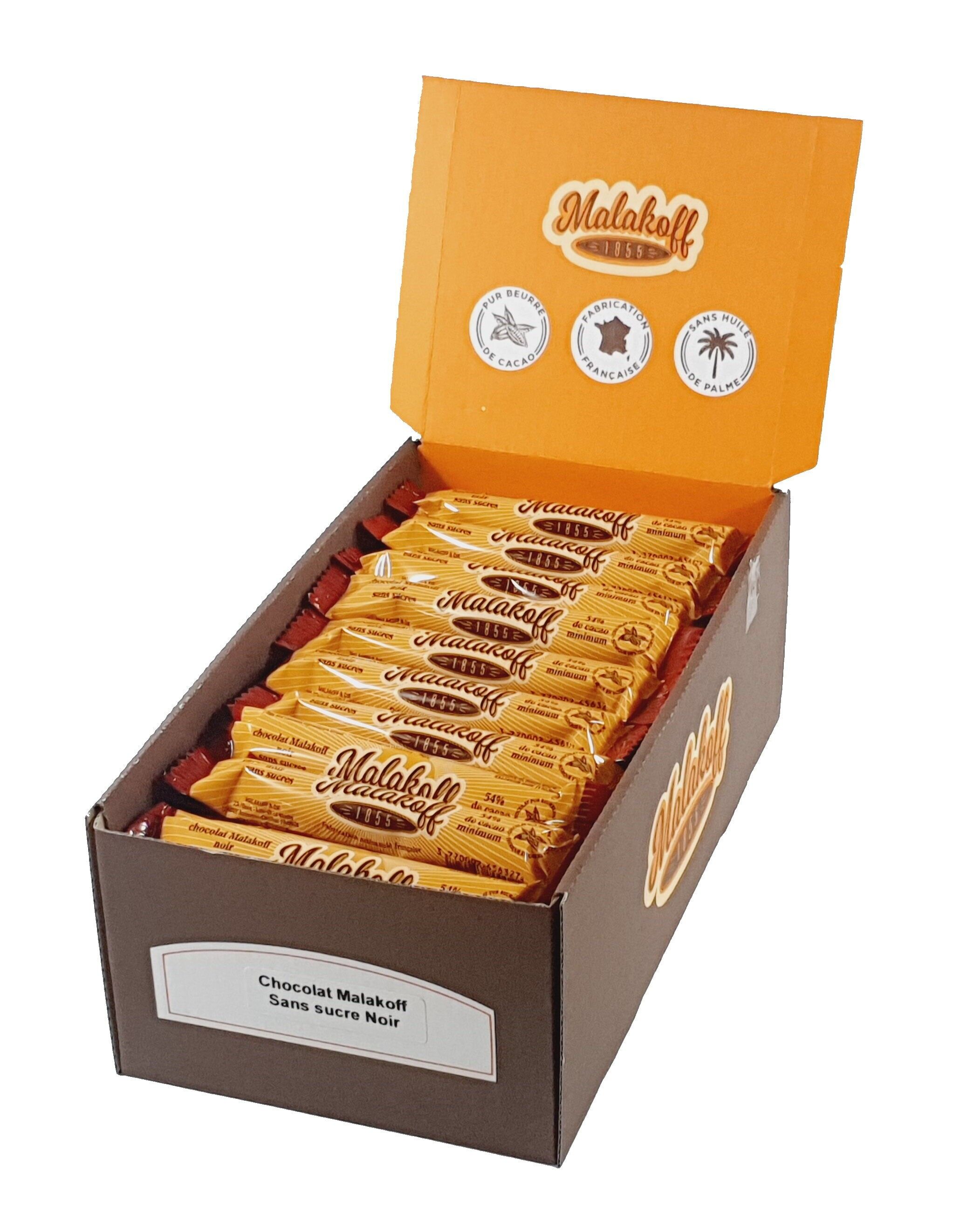 Barretta di cioccolato fondente alle nocciole Malakoff senza zucchero 18,5 g.