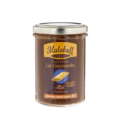 Pâte à tartiner Chocolat Malakoff Feuilletine (éclats crêpes dentelle pur beurre) Sans huile de palme Pot 240g.