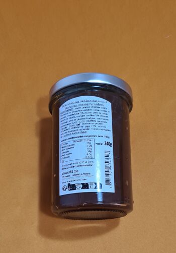 Pâte à tartiner Chocolat Noir Façon Orangettes (cubes oranges confites) Sans huile de palme Pot 240g. 3