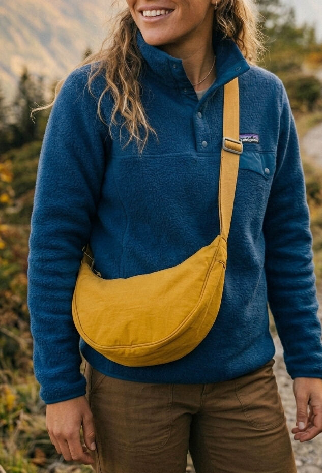 Half moon nylon shoulder bag