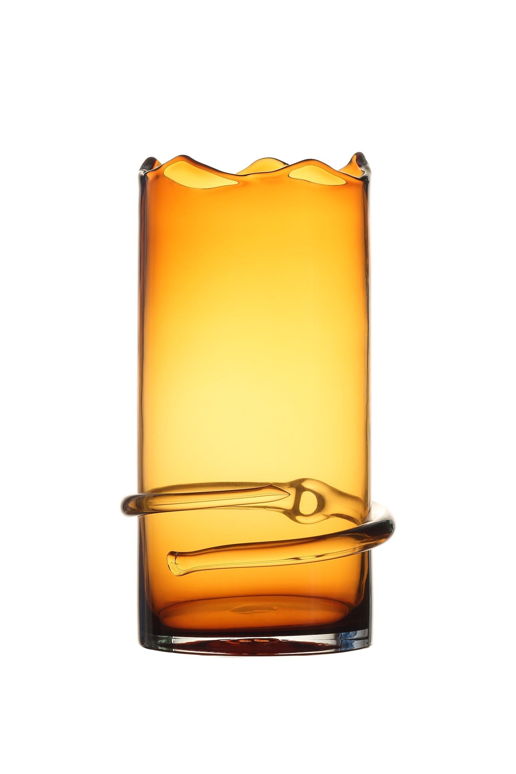 Vaso cilindrico con disegno organico del vetro su bordo e orlo, TUZ30GR