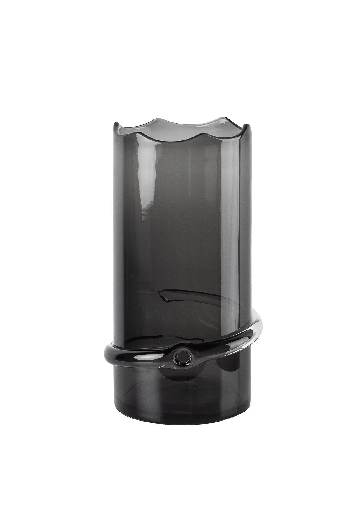 Vaso cilindrico con disegno organico del vetro su bordo e orlo, TUZ30GR