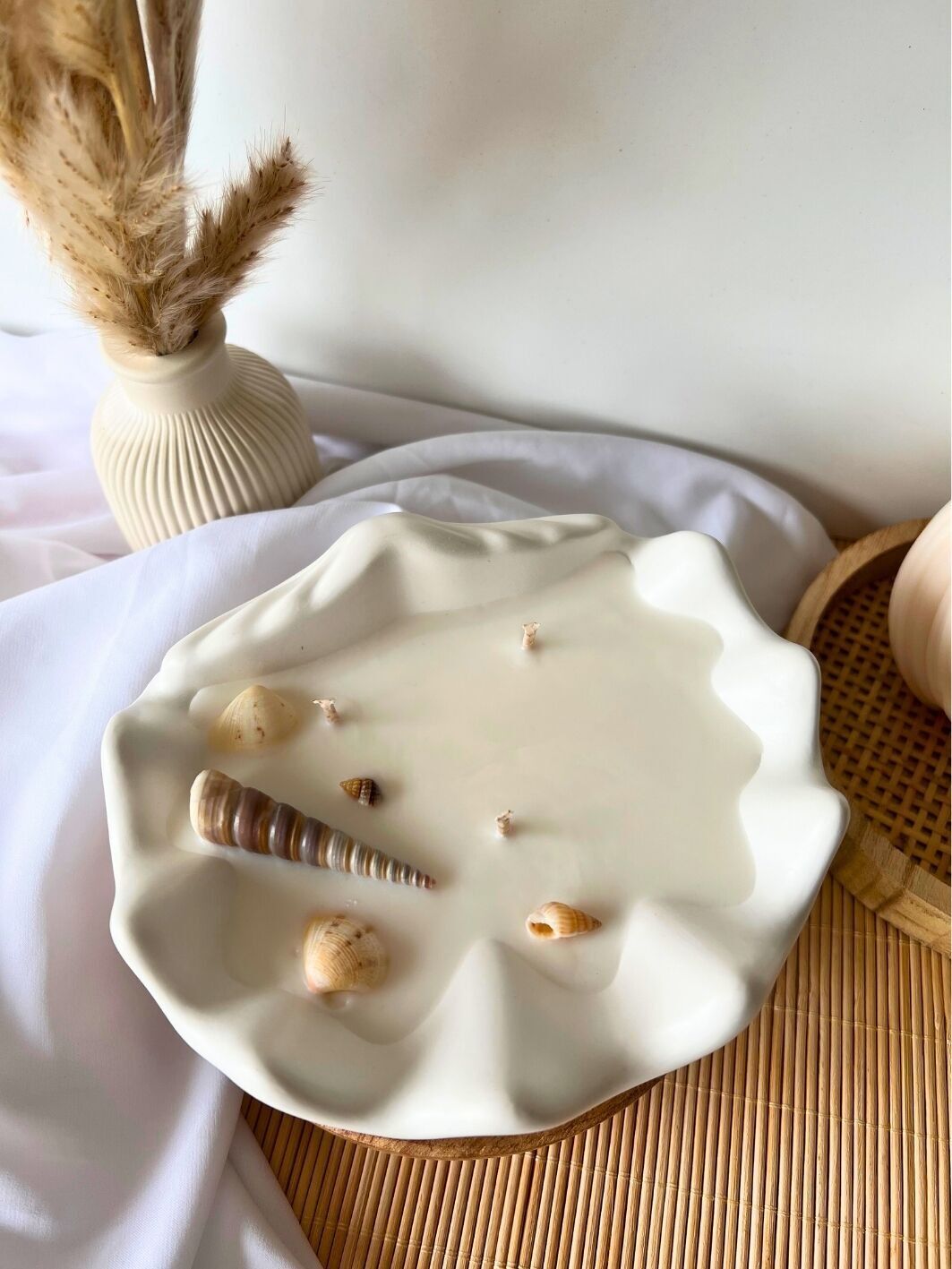 Candela decorativa a conchiglia in cera di soia