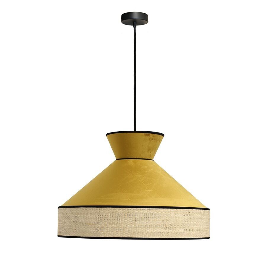 Lámpara colgante GATSBY de rafia y terciopelo Pecan D.52 cm