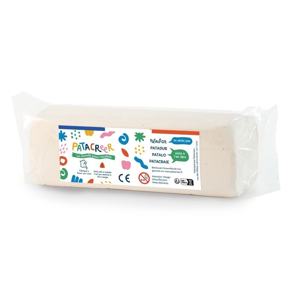 Argilla da modellare indurente 1 kg PATADUR - Bianco e terracotta - Prodotto in Francia