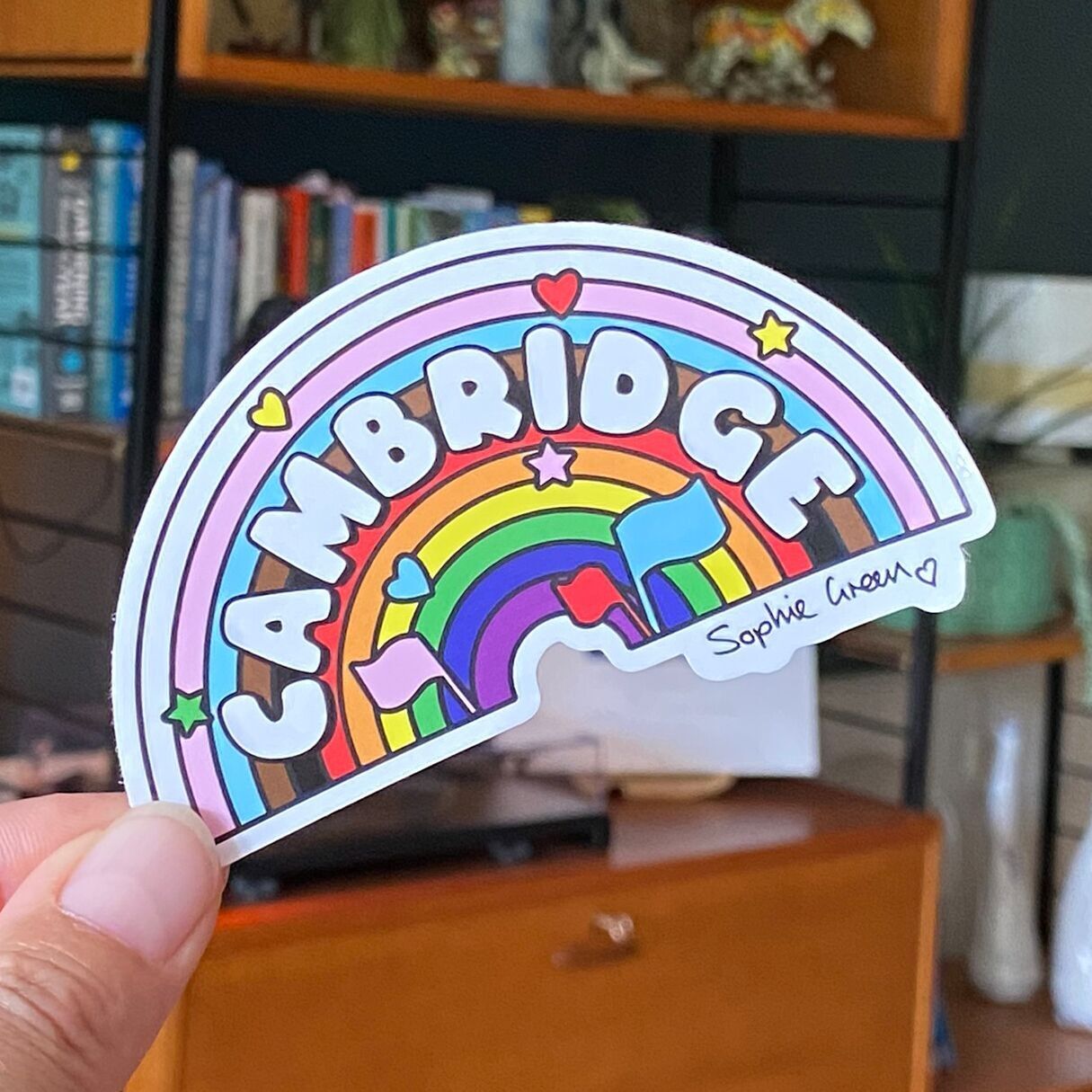 Pegatina de vinilo grande LGBTQ+ del orgullo arcoíris de Cambridge