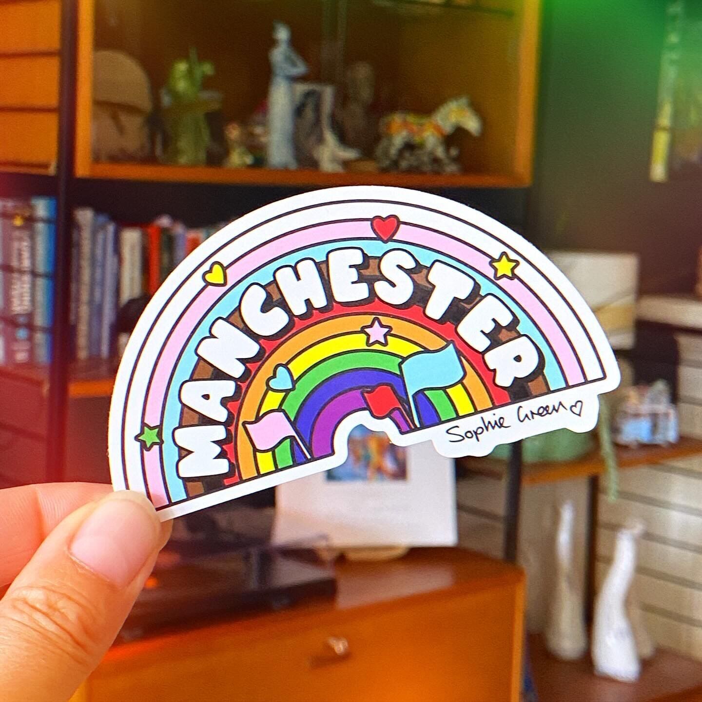 Pegatina de vinilo grande LGBTQ+ del orgullo arcoíris de Manchester