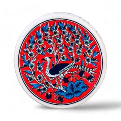 Posavasos de cerámica pavo real rojo 10 cm