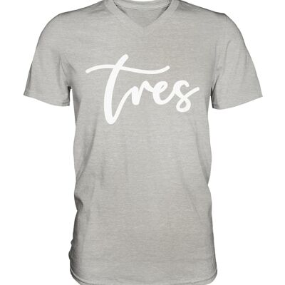 V-Neck Shirt men "Tres" Original white - Sport Grey (meliert) --