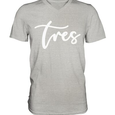 V-Neck Shirt men "Tres" Original white - Sport Grey (meliert) --