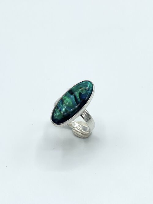 Silver ring Paua shell 10x24mm