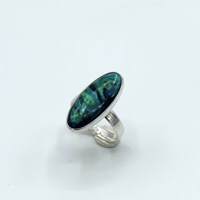 Silver ring Paua shell 10x24mm