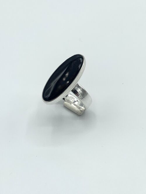 Silver ring Onyx 10x24mm