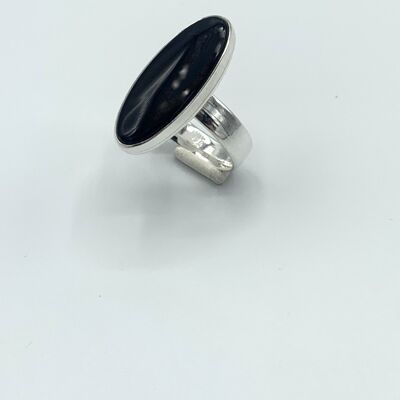 Silver ring Onyx 10x24mm