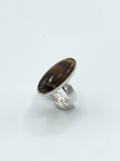 Silver ring Tigereye 10x24mm