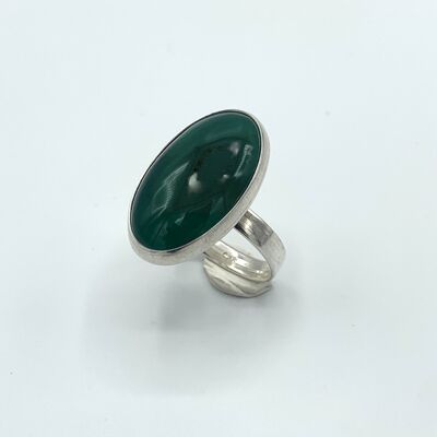 Anello in argento Agaat verde 15x25mm