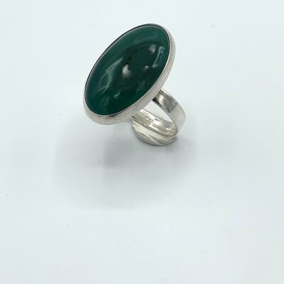 Anello in argento Agaat verde 15x25mm