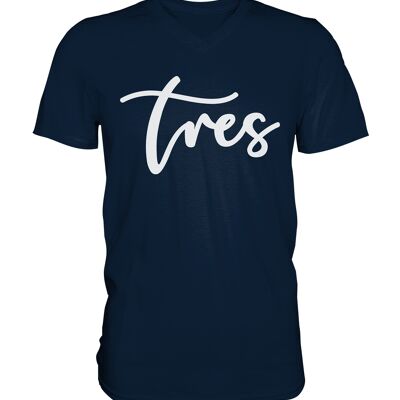 V-Neck Shirt men "Tres" Original white - Navy --