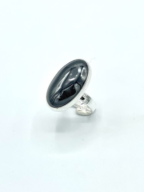 SIlver ring Hematite 15x25mm