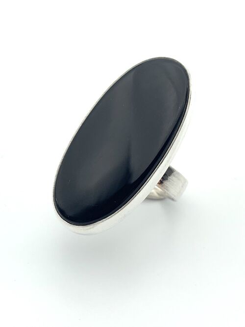 Silver ring Onyx 17x35mm