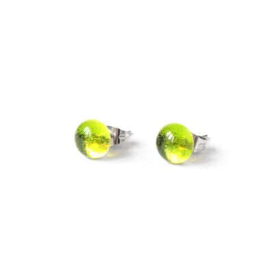 Boucles d'oreilles puces Shiny en verre vert péridot