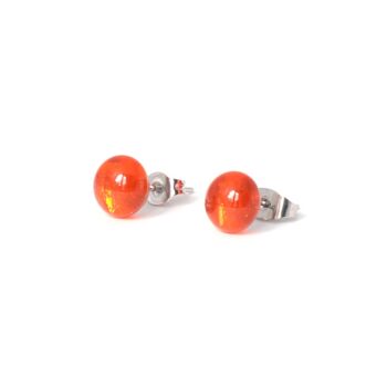 Boucles d'oreilles puces Shiny en verre orange 1