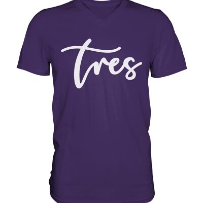 V-Neck Shirt men "Tres" Original white - Purple --
