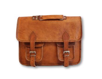 Sac bandoulière en cuir authentique pour homme au style hipster , sacoche d'ordinateur en cuir  grande capacité de rangement. HUGO 4