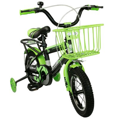 Biciclette verdi per bambini Airel per ragazzi e ragazze | Bici con Ruote e Cestino | Bici da 12, 16, 18 e 20 pollici | Biciclette per bambini 3-11 anni