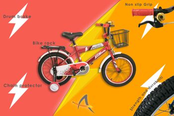 Vélos rouges pour enfants Airel pour garçons et filles | Vélos avec roues et panier | Vélos 12, 16, 18 et 20 pouces | Vélos pour enfants 3-11 ans 2