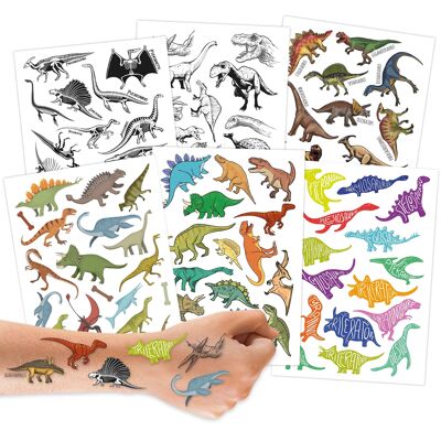 100 Tattoos zum Aufkleben - Hautfreundliche Kindertattoos Dinosaurier - kindgerechte Designs - als Geburtstagsmitgebsel oder Geschenkidee - Vegan