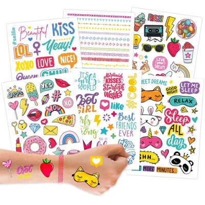 100 metallic tattoos to stick on - skin-friendly tattoos for children Summerjam - cool designs - as a birthday present or gift idea - vegan - made and tested in Germany