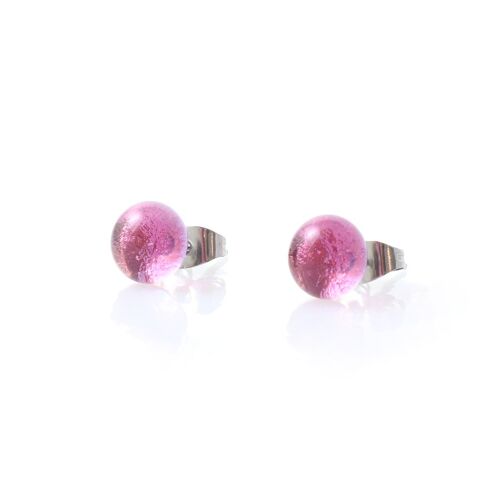 Boucles d'oreilles puces Shiny en verre rose