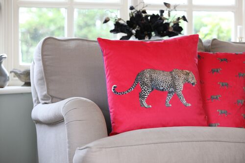 Prowling Leopard Velvet Cushion