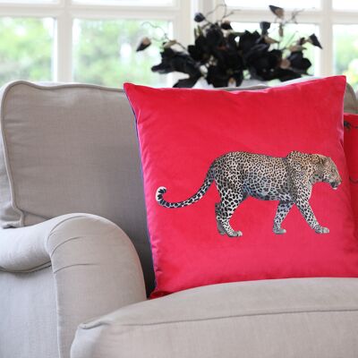 Prowling Leopard Velvet Cushion