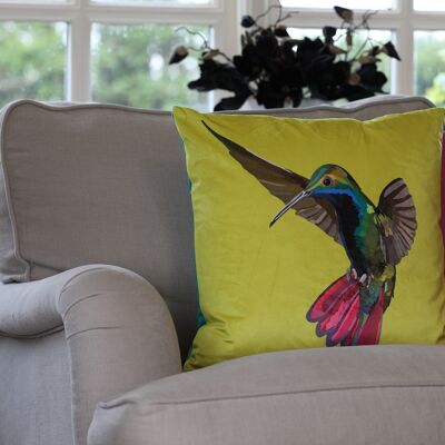 Cuscino in velluto con colibrì