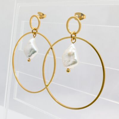 Studs, gold-plated, freshwater cultured pearl in white (Pearl1)